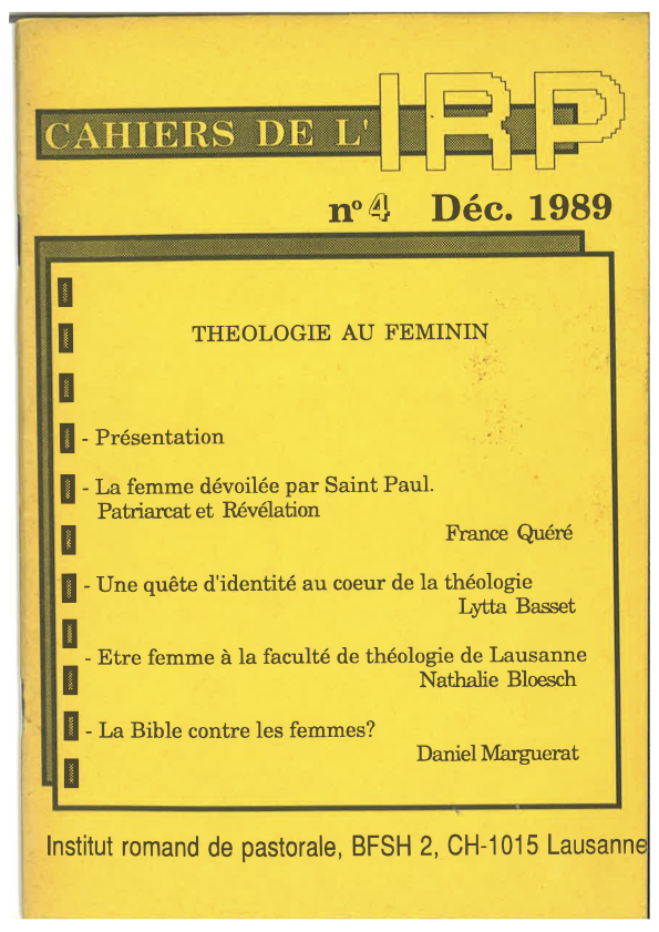 Cahiers IRP - Théologiue au féminin - 1989/4