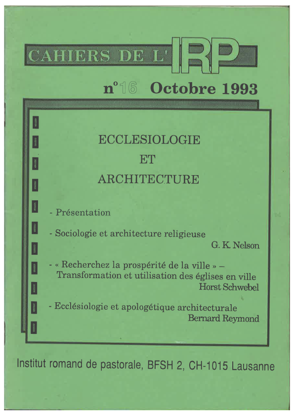 Cahiers IRP - Ecclésiologie et architecture - 1993/16