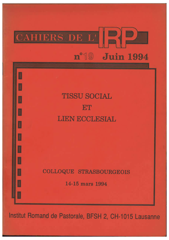 Cahiers IRP - Tissu social et lien ecclésial- 1994/19