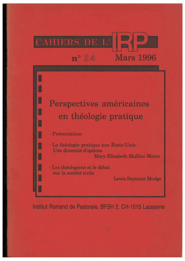 Cahirs IRP - Perspecrtives américianes en théologie pratique - 1996/24