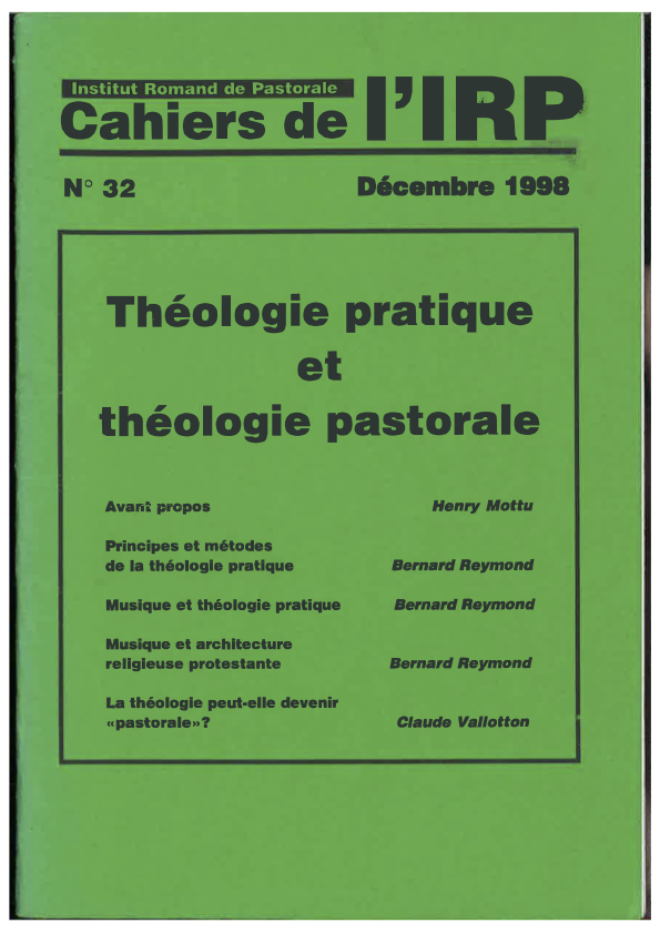 Cahiers IRP - Théologie pratique et théologie pastorale - 1998/32