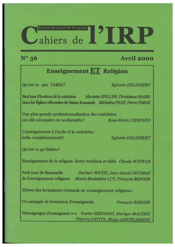 Cahiers IRP - Enseignement et religion - 2000/36