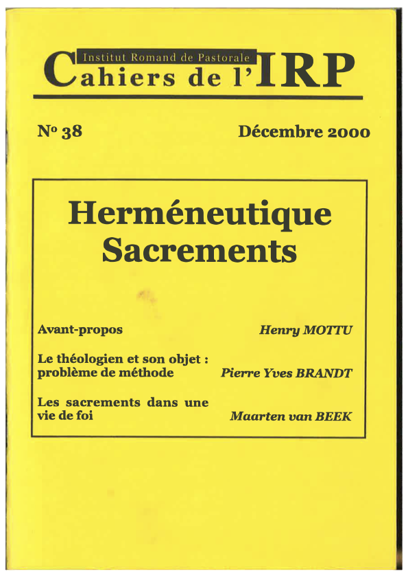 Cahiers IRP - Herméneutique Sacrements - 2000/38