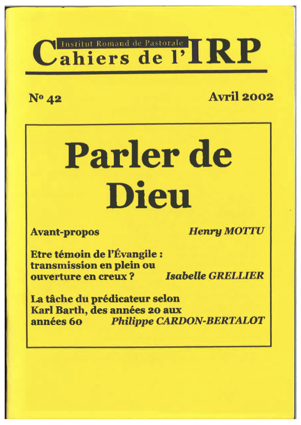 Cahiers IRP - Parler de Dieu - 2002/42