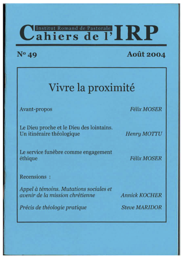 Cahiers IRP - Vivre la proiximité - 2004/49