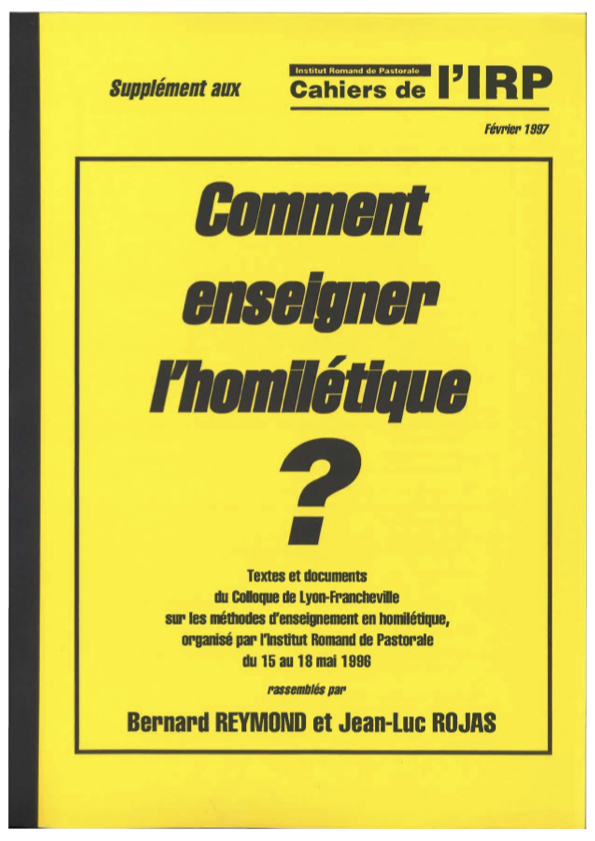 Supplement aux Cahiers IRP - Comment enseigner l'homilétique - 1997/1